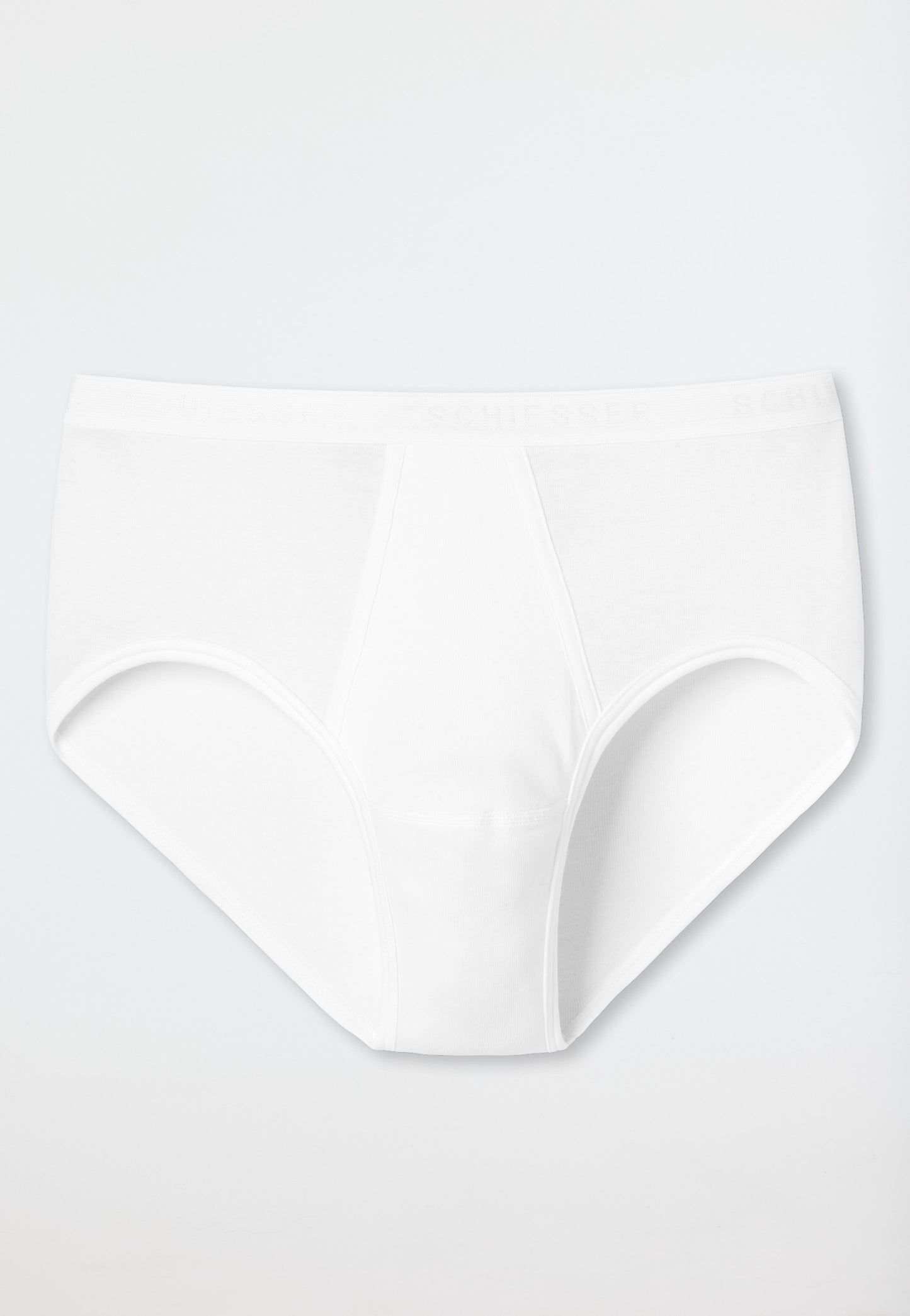 5128-100 Schiesser Sport briefs with fly, fine rib, white - Original Classics