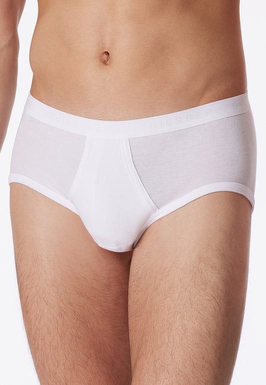 5128-100 Schiesser Sport briefs with fly, fine rib, white - Original Classics