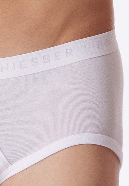 5128-100 Schiesser Sport briefs with fly, fine rib, white - Original Classics