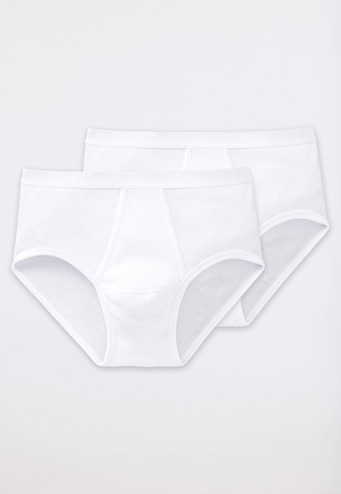 5052-100 Schiesser Two-pack sports briefs with fly, white, double-ribbed - Original Classics