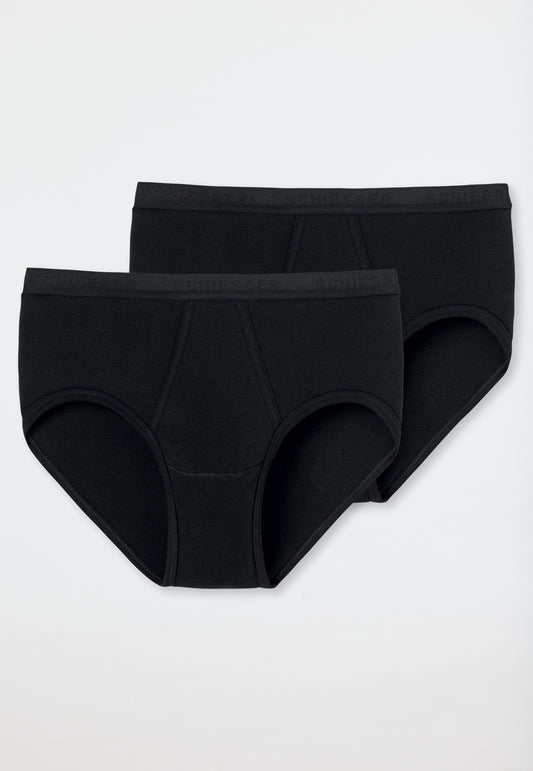 5136-0 Schiesser Sports briefs 2-pack with fly fine rib black - Original Feinripp