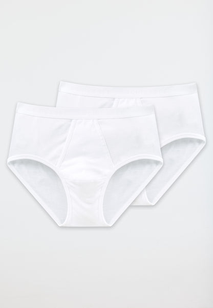 5136-100 Schiesser Sport briefs, 2-pack, with fly, fine rib, white - Original Fine Rib