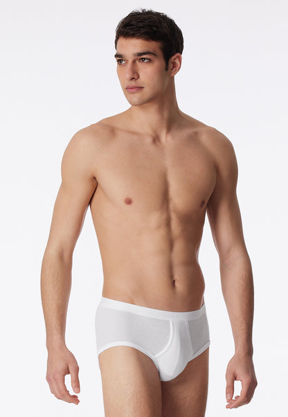 5136-100 Schiesser Sport briefs, 2-pack, with fly, fine rib, white - Original Fine Rib