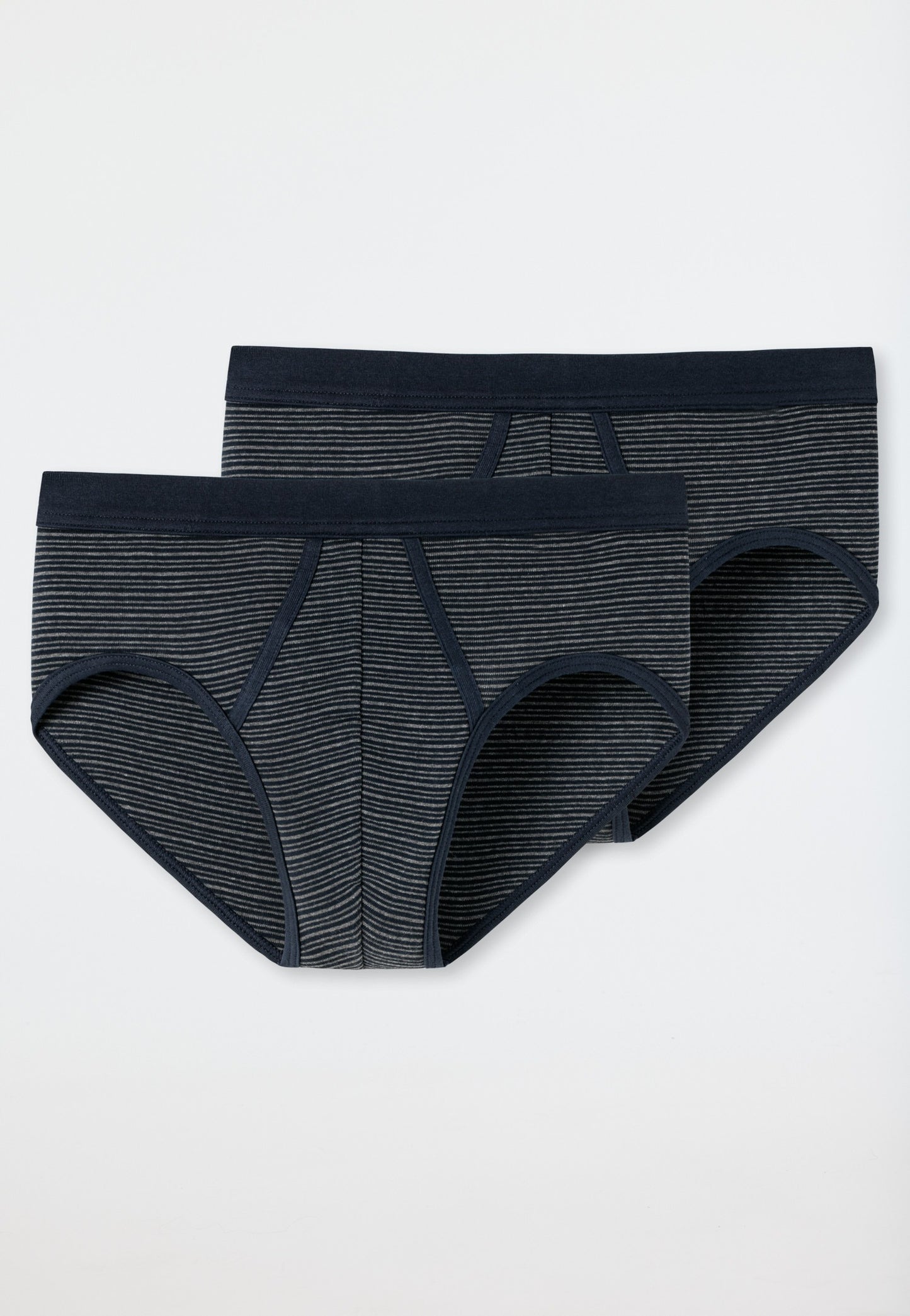172690-803 Schiesser Sports briefs fine rib double pack dark blue striped - Original Classics