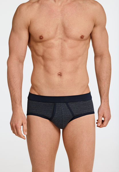 172690-803 Schiesser Sports briefs fine rib double pack dark blue striped - Original Classics