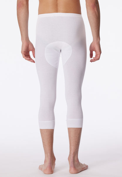 5049-100 Schiesser Underwear 3/4 length with fly white - Original double rib