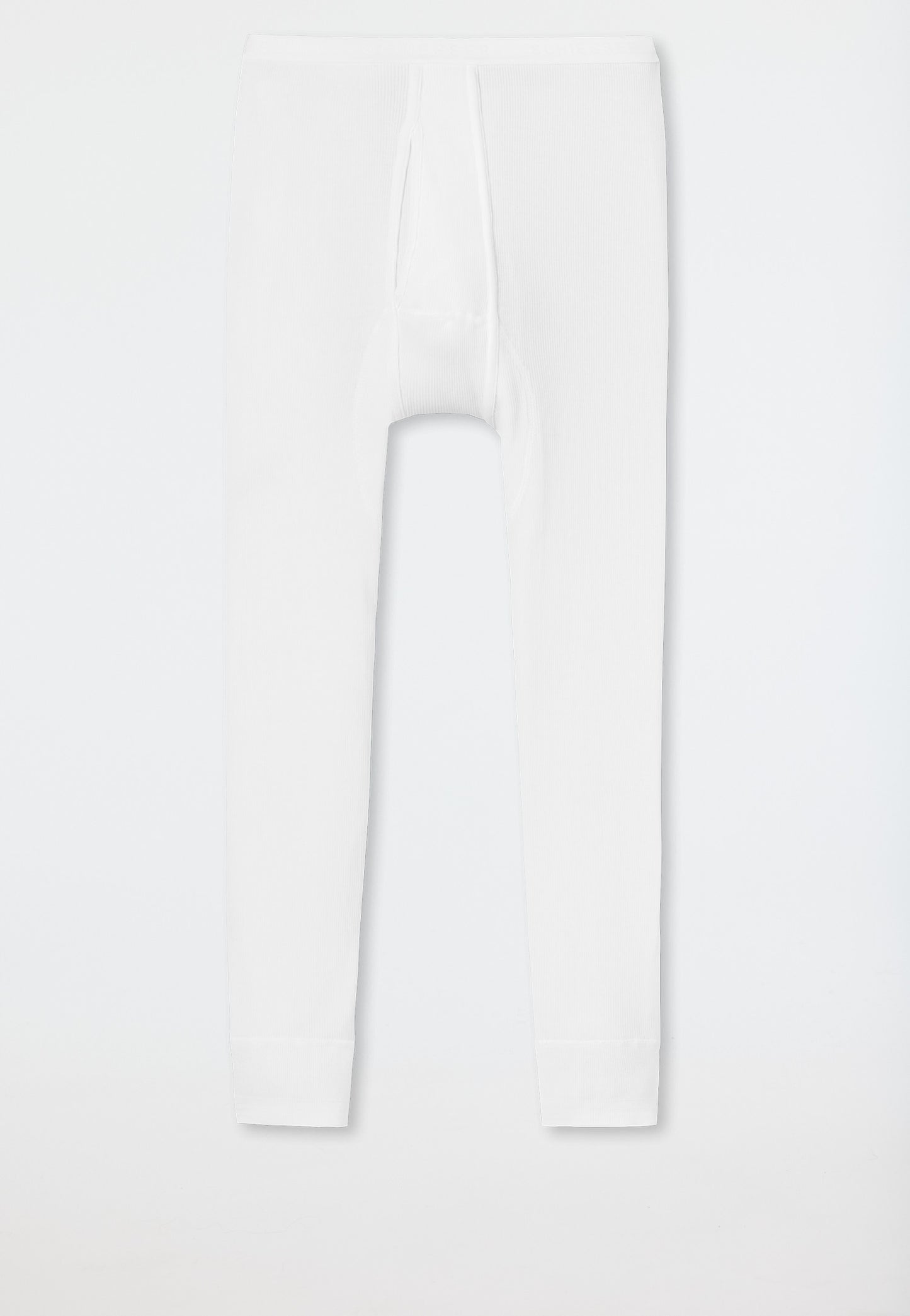 5049-100 Schiesser Underwear 3/4 length with fly white - Original double rib