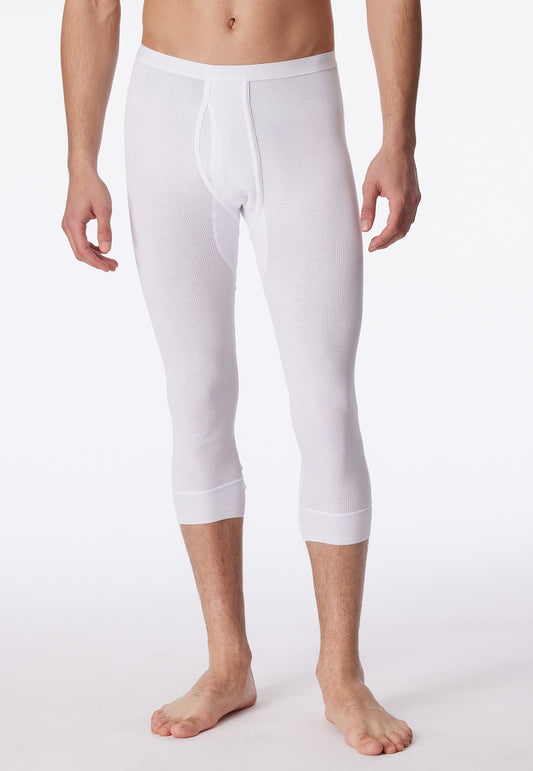 5049-100 Schiesser Underwear 3/4 length with fly white - Original double rib