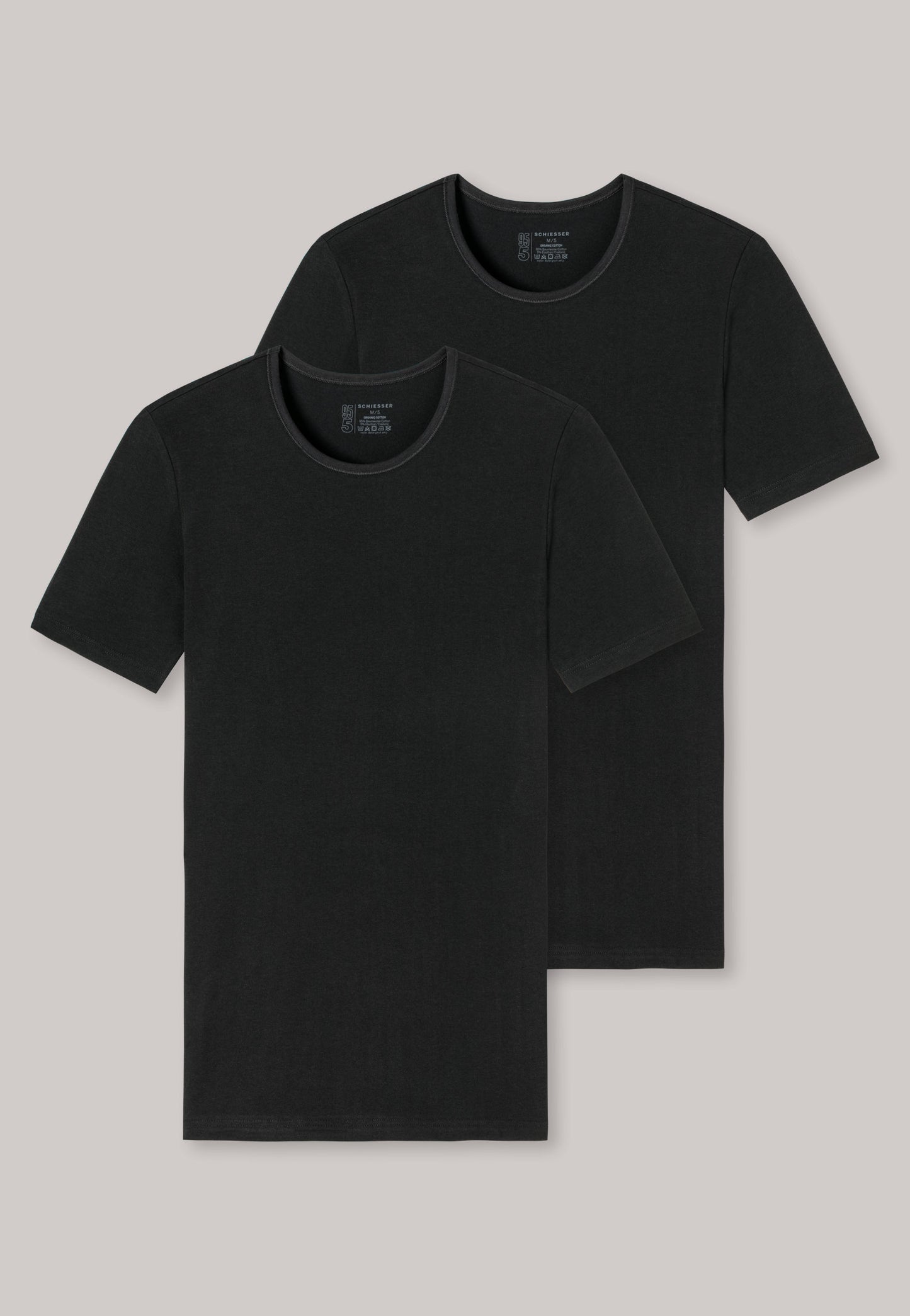 Shirts kurzarm 2er-Pack Organic Cotton Rundhals schwarz - 95/5