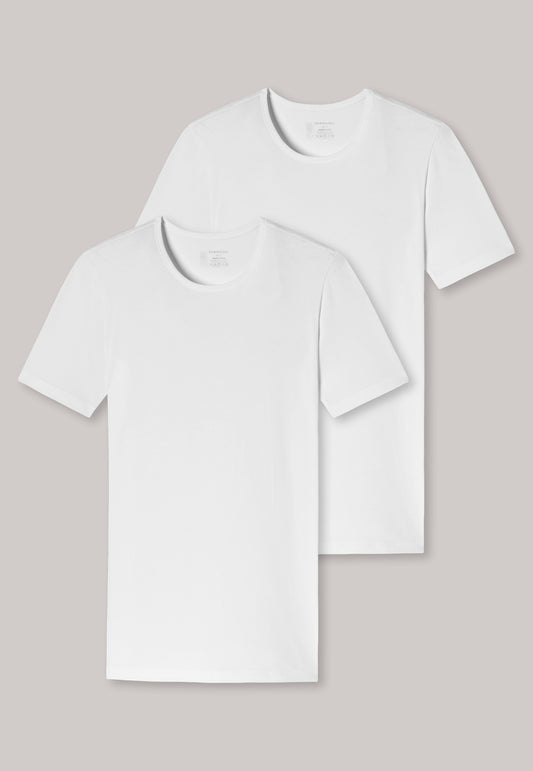Tee-shirts manches courtes en coton bio, encolure arrondie, blanc - 95/5