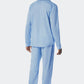 Pyjama long satin tissé patte de boutonnage bleu clair - selected! premium inspiration