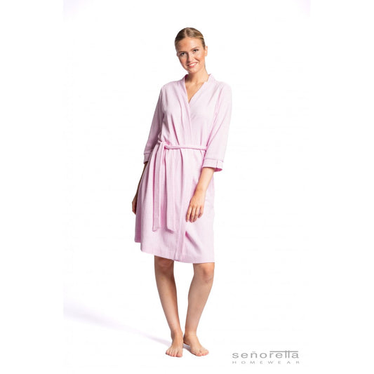 Pique crossed dressing gown - Vichy