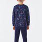 Schlafanzug lang Frottee Organic Cotton Bündchen Bergwelt dunkelblau - Rat Henry