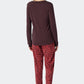 Pyjama long interlock bords-côtes passepoil multicolore - Contemporary Nightwear