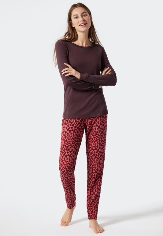 Pyjama long interlock bords-côtes passepoil multicolore - Contemporary Nightwear