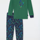 Pyjama long coton bio bords-côtes pelleteuse pixels vert - Boys World