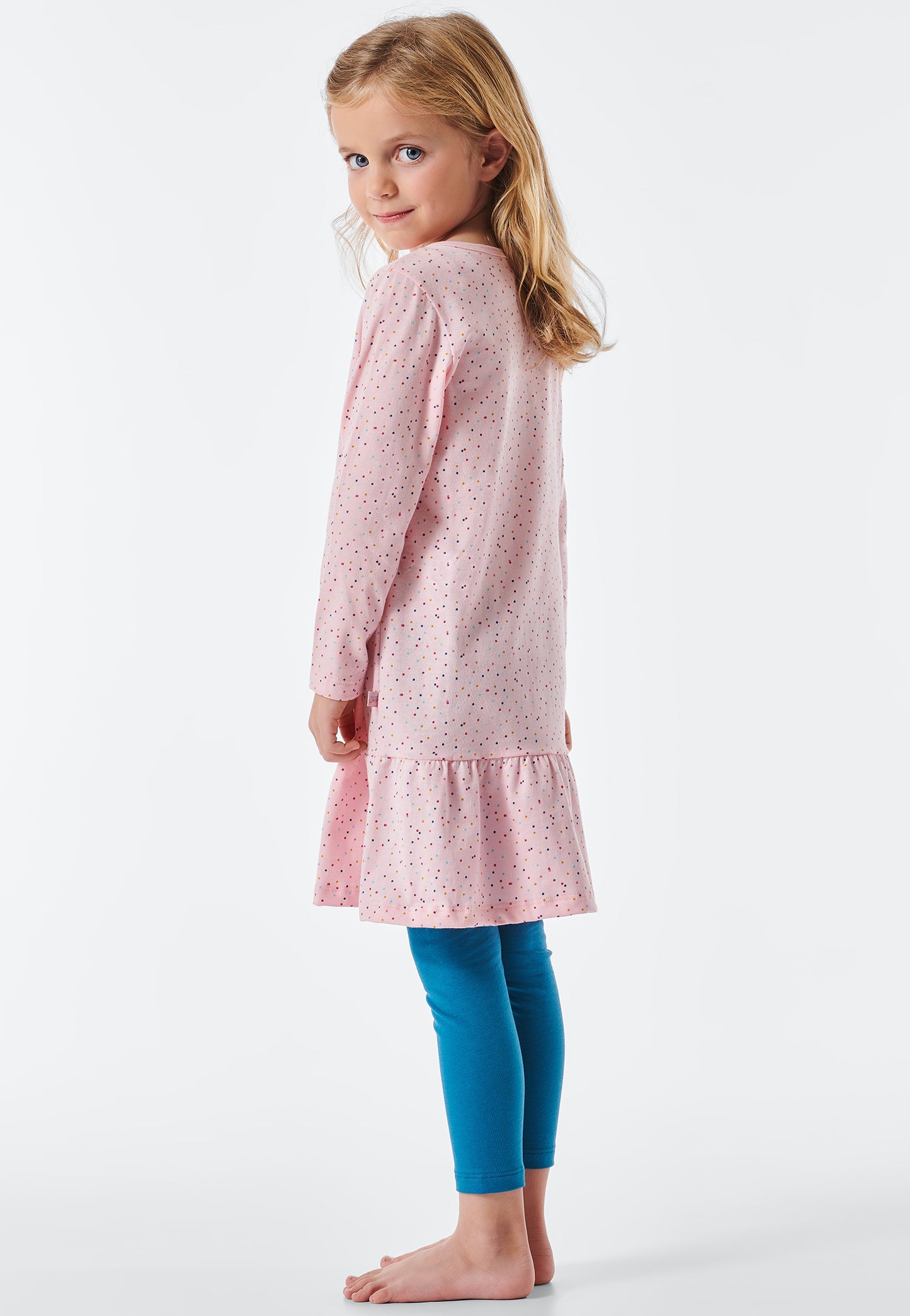 Pajamas long organic cotton ruffles gold-effect dots pink - Princess Lillifee