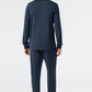Pyjama long encolure ronde motif tencel mille-raies bleu - selected! premium