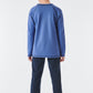 Pyjama long Sweatware coton bio ourlets H2O bleu - Natural Rhythm