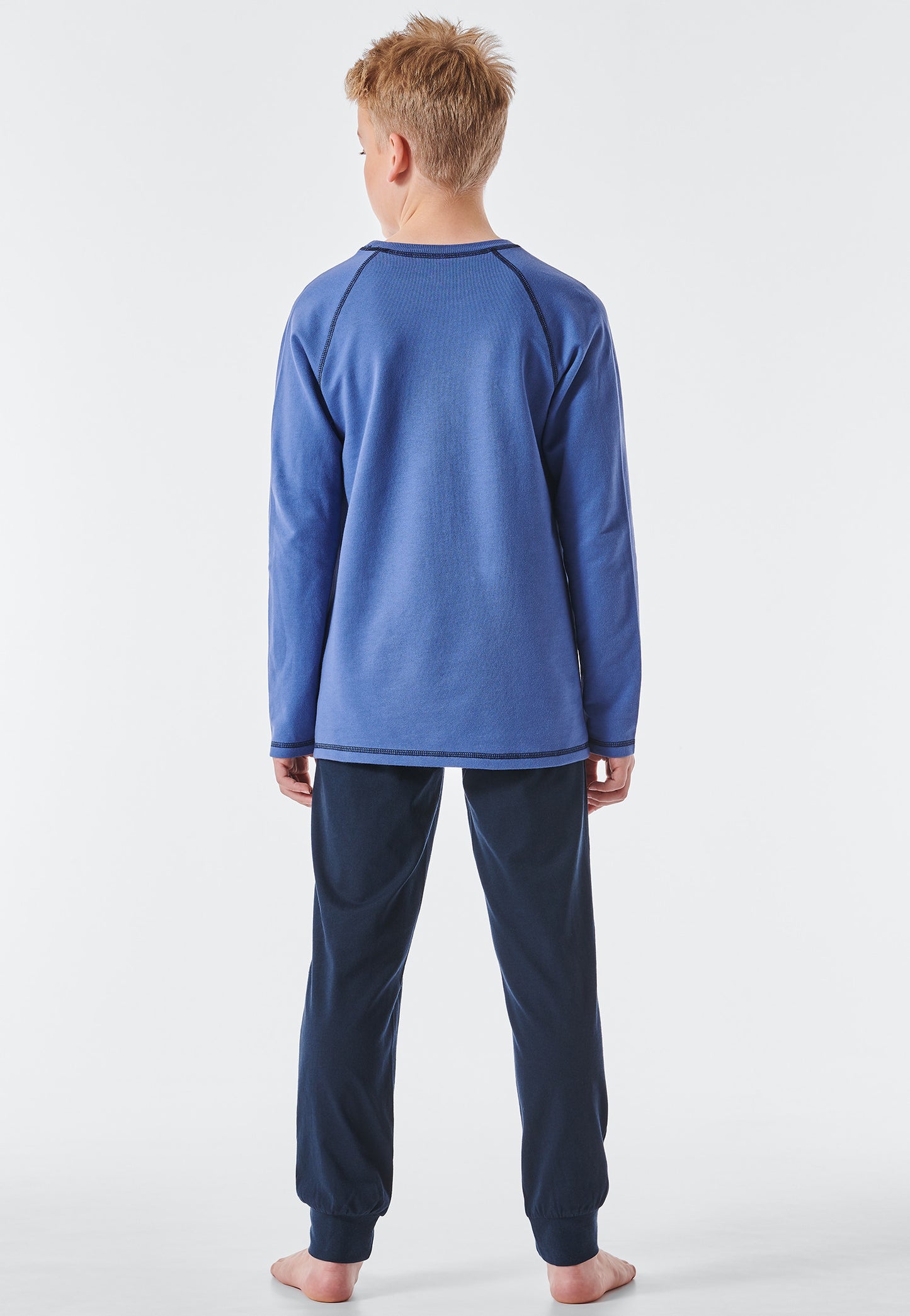 Pyjama long Sweatware coton bio ourlets H2O bleu - Natural Rhythm