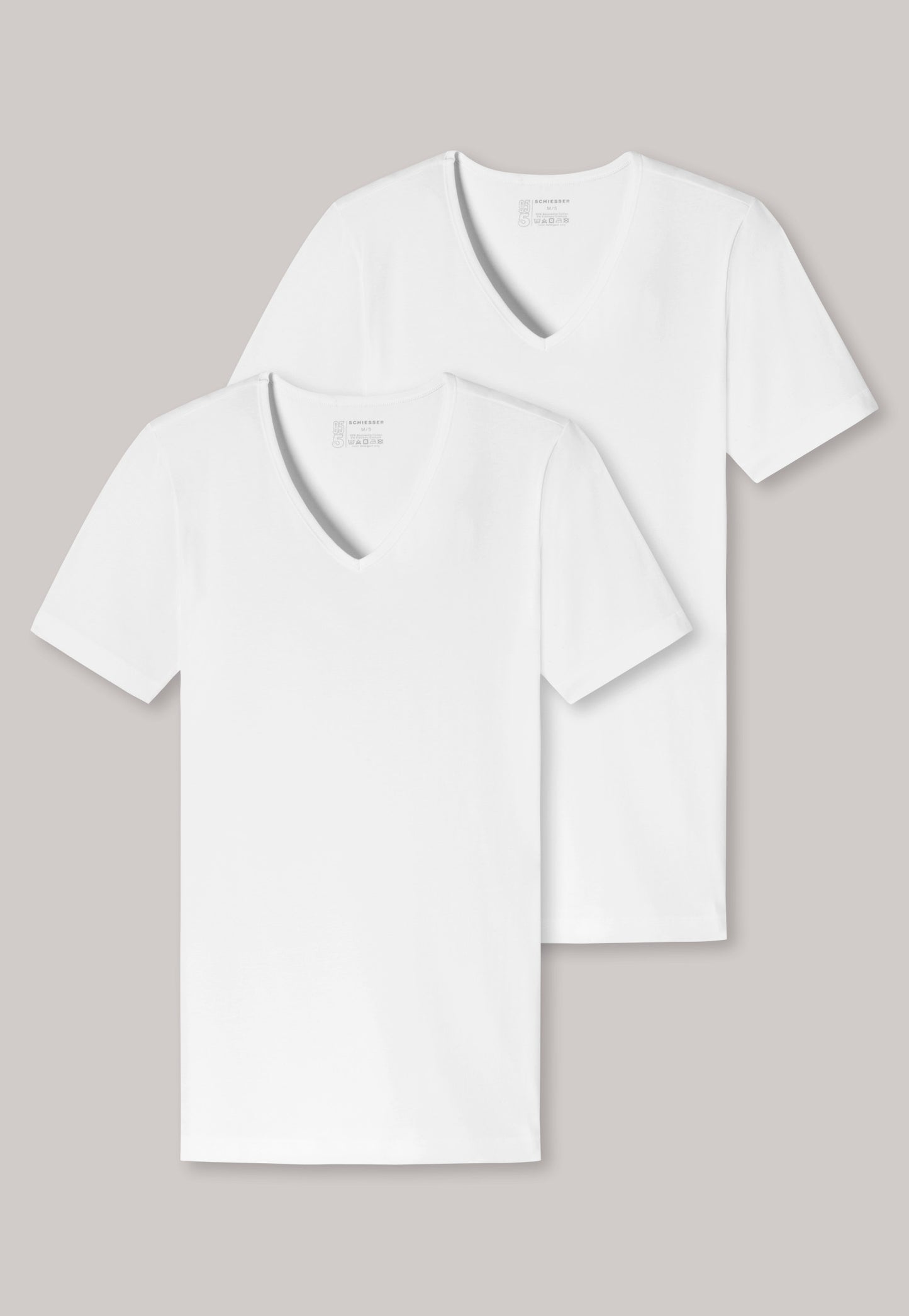 Lot de 2 chemises à manches courtes col V profond en coton bio blanc - 95/5