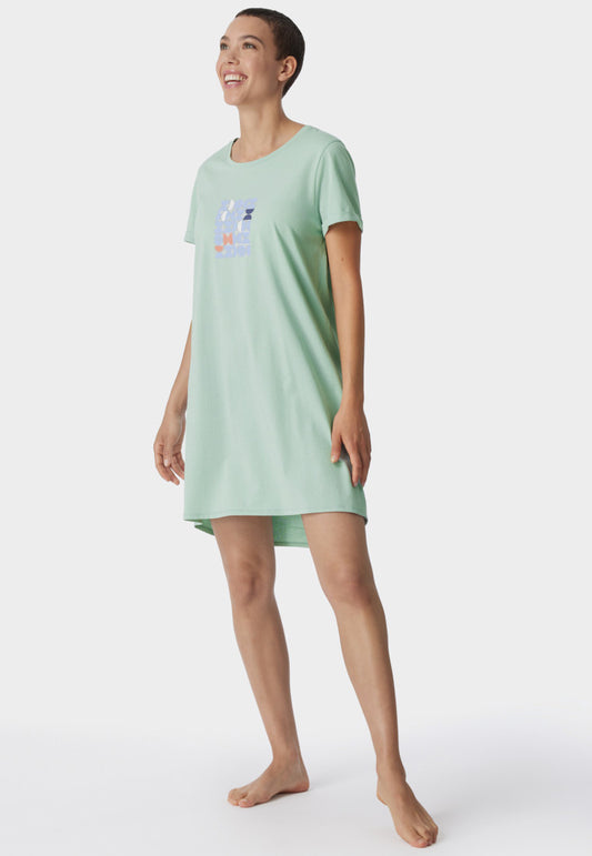 Sleep shirt short-sleeved print mint - Essential Nightwear
