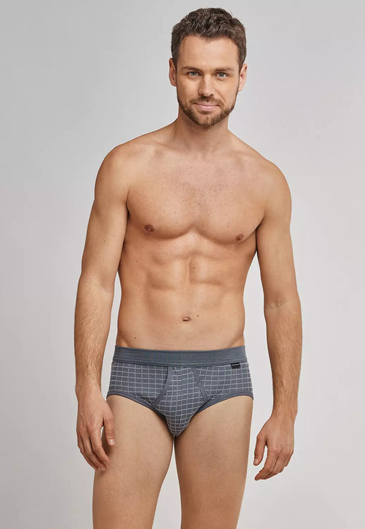 Sports briefs fine rib with fly gray patterned - Original Classics