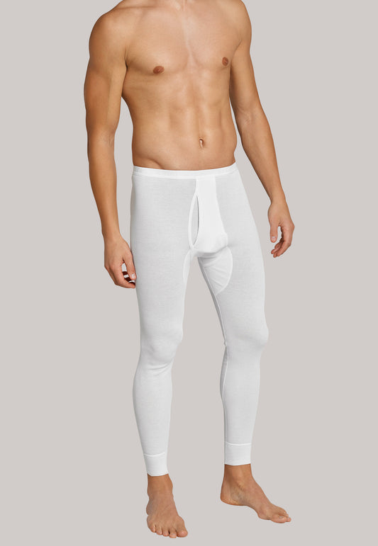 Long underpants with fly, white - Original Doppelripp